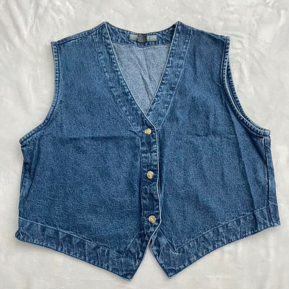 Vintage Upper West Side Denim Vest One Size Western Country Cowgirl VTG Jean